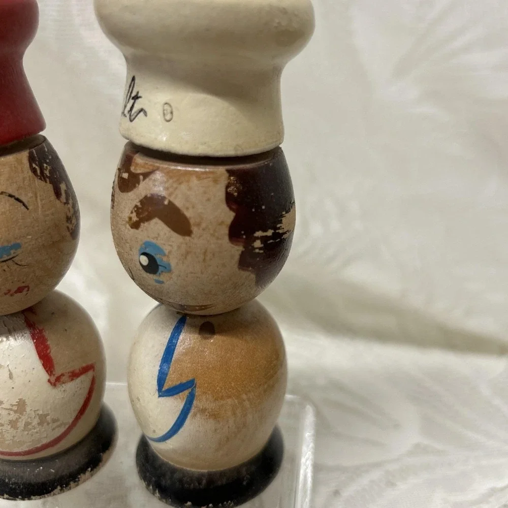 Vintage Painted Wood People Salt And Pepper Shakers Made‎ In Japan